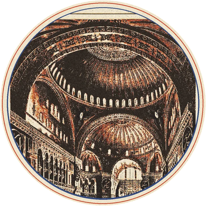 Interior de Santa Sofía, litografía de Fossati impresa en tintas
