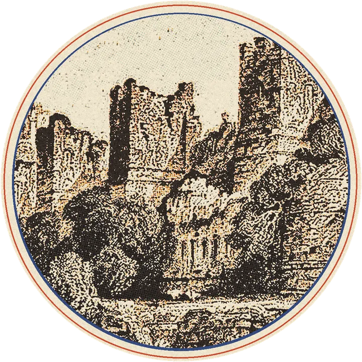 Torres de la triple muralla de Constantinopla en un grabado de Thomas Allom, impreso en tintas