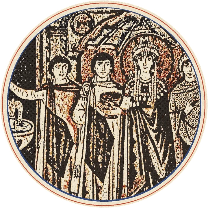 Teodora en el mosaico de San Vital de Rávena, impreso en tintas