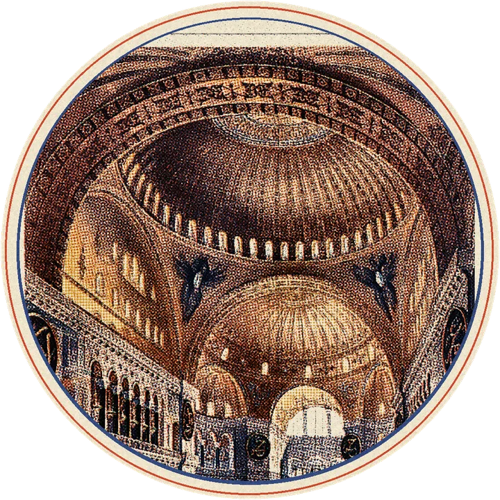 Interior of Hagia Sophia, Fossati's lithograph printed in inks