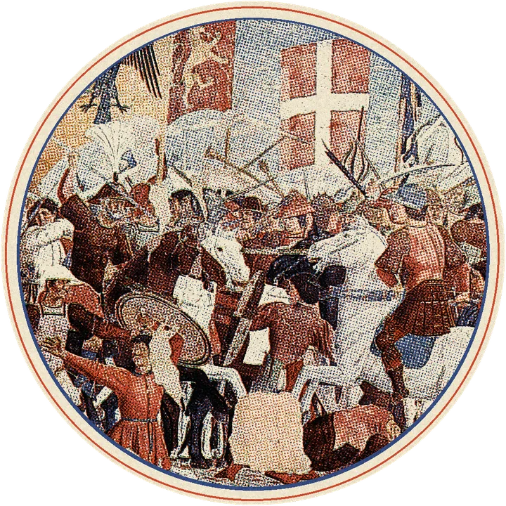 Battle between Heraclius and Khosrow, Piero della Francesca's fresco printed in inks
