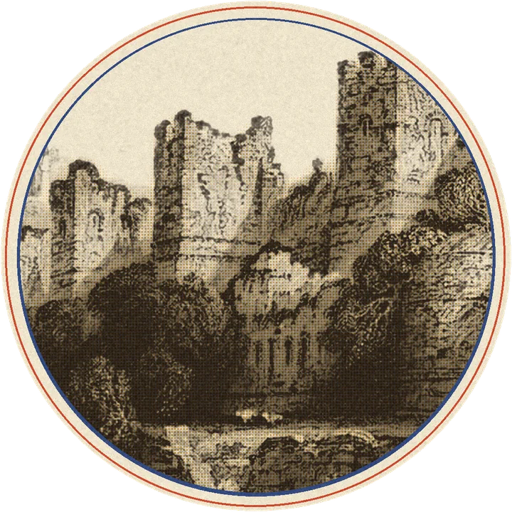 Towers of the triple wall of Constantinople in an engraving by Thomas Allom, printed in inks