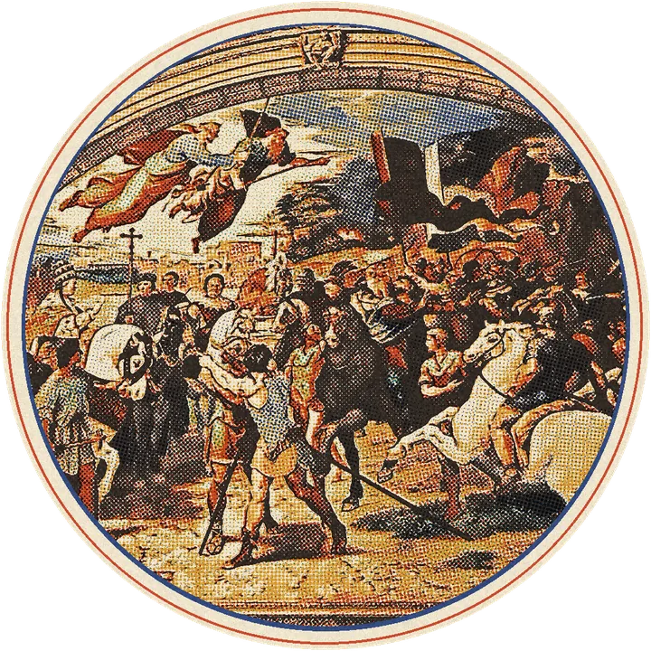 The meeting of Leo the Great and Attila, Raphael's fresco printed in inks
