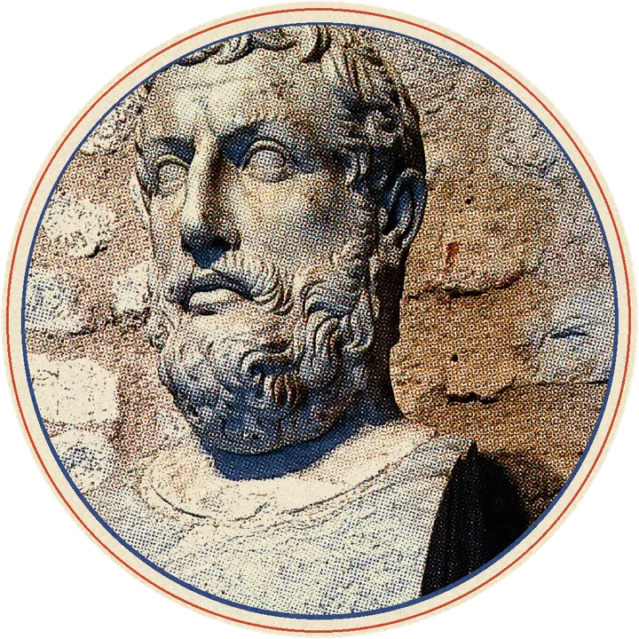 Marble bust of Parmenides found at Elea, printed in inks