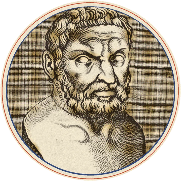 Engraved portrait of Thales of Miletus, printed in inks