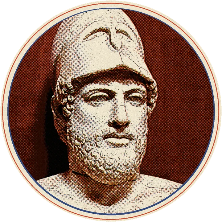 Busto de mármol de Pericles con casco corintio, impreso en tintas